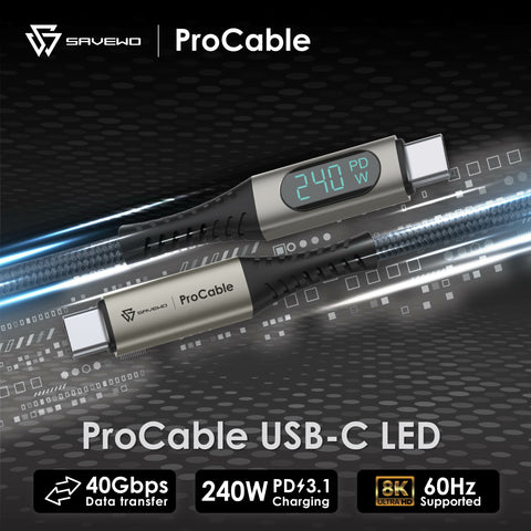 「CLS極速充電線」 - SAVEWO ProCable USB-C USB4 Thunderbolt 4 極速充電傳輸線 (預訂貨品，4月16日送出)